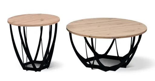 Beistelltisch - Ø/H ca. 50x50 cm, Artisan Eiche Nachbildung, Schwarz