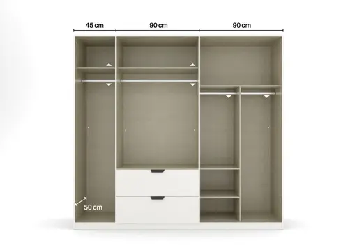 Drehtürenschrank RAGONA SPIN- B ca. 226 cm, Weiß, Weiß Hochglanz
