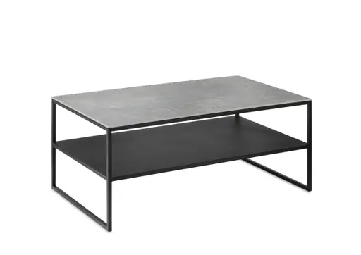 Couchtisch Kai - LBH 100x60x42 cm, Keramik, Kiesel