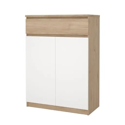 Schuhschrank - B ca. 81 cm, Jackson Hickory Nachbildung, Weiß