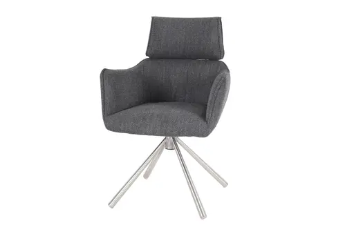 Armlehnstuhl MASHA - drehbar, Stoff, Grau