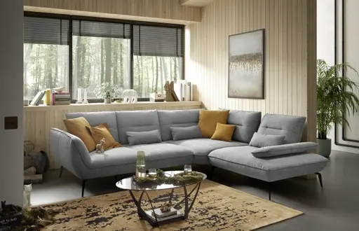 Ecksofa PAYTON -2,5-Sitzer, Ecke rechts, Stoff, Silbergrau