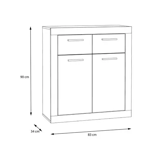 Kommode FIBI- Eiche Dekor, Weiß