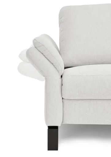 Ecksofa CALM PREMIUM 2.0 - Longchair links mit 3-Sitzer, Relaxfunktion motorisch, Armlehne verstellbar, Stoff, Hellgrau