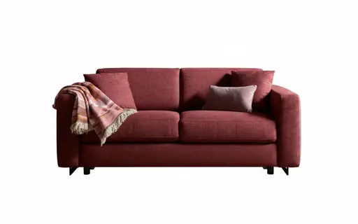 Sofa Lumaria - 3-Sitzer mit Schlaffunktion, Stoff, Bordeaux