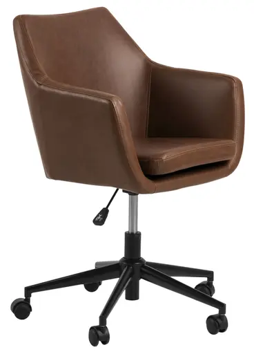 Schreibtischstuhl - höhenverstellbar, Lederoptik, Braun