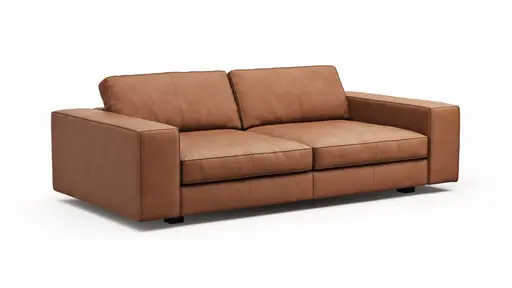 Sofa Aprino 1 - 3,5-Sitzer XL, Dickleder, Cognac, Armlehne Block breit