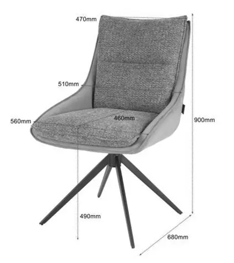 Stuhl MANDY - drehbar, Stoff, Graubeige