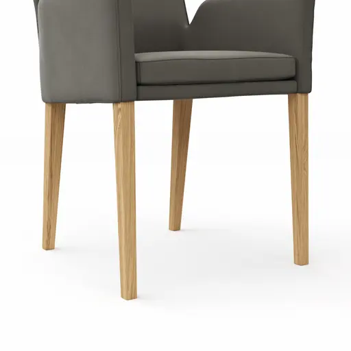 Armlehnstuhl Tuma - Leder, Graubraun