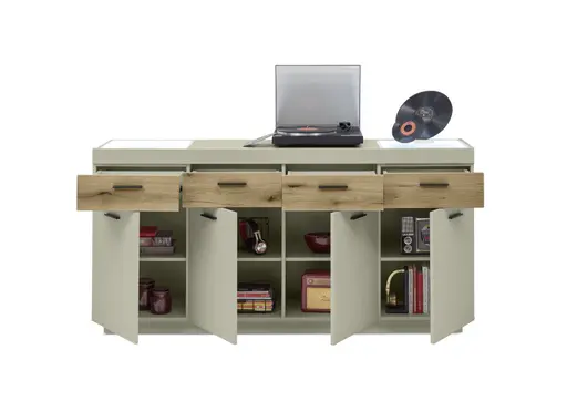 Sideboard - mit Beleuchtung, B ca. 180 cm, Kaschmir, Coast Evoke Eiche Nachbildung