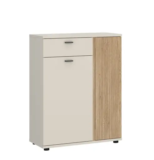 Schuhschrank - B ca. 80 cm, Kaschmir, Cremona Eiche Nachbildung