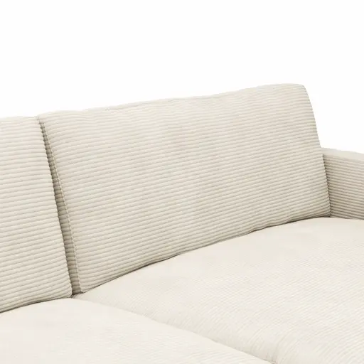 Ecksofa Janne - 1,5-Sitzer, Longchair rechts, Cord, Offwhite