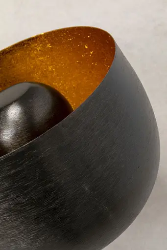 Bodenleuchte- DH ca. 28x24 cm, Stahl vernickelt, Schwarz, Gold