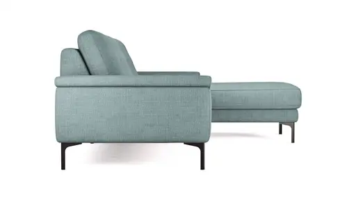 Ecksofa Anna - 2,5-Sitzer mit Longchair rechts, Relaxfunktion/Sitzvorzug motorisch, Stoff, Aqua
