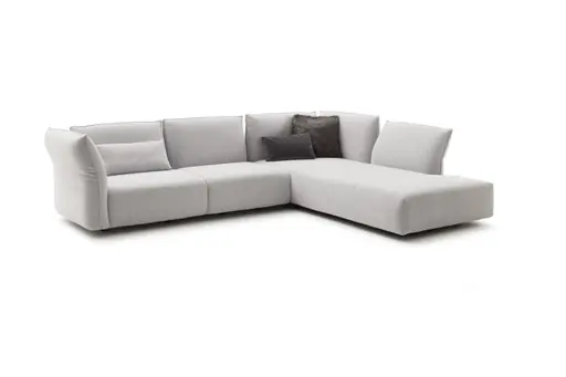 Ecksofa Motone - 2,5-Sitzer mit Ecke rechts, Stoff, Hellgrau