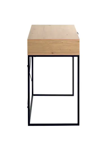 Schreibtisch - LB ca. 80x46 cm, Eiche hell Nachbildung, Schwarz