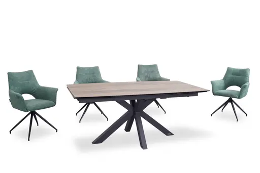 Armlehnstuhl MALEEN - drehbar, Stoff, Grün