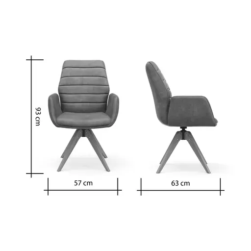 Armlehnstuhl Dalyan - drehbar, Stoff, Grau