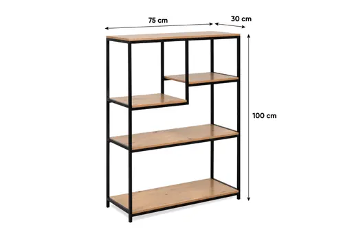 Regal - B ca. 75 cm, Artisan Eiche Nachbildung, Schwarz
