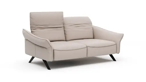 Sofa Bormio - 2,5-Sitzer inklusive Kopfteilverstellung, Leder, Asche