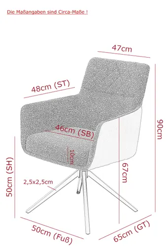 Armlehnstuhl - drehbar, Stoff, Anthrazit