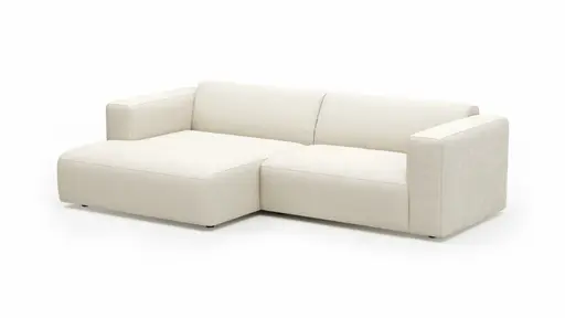 Ecksofa Laja - Longchair links mit 1-Sitzer, Stoff, Creme