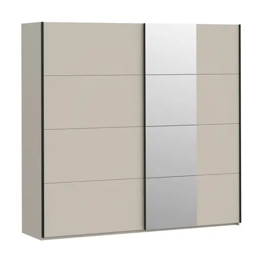 Schwebetürenschrank FRIESO- B ca. 220 cm, Sand, Spiegel