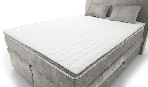 Boxspringbett JEANETTE- Liegefläche ca. 140x200 cm, Stoff, Graubeige