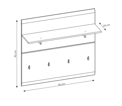Garderobenpaneel- Weiß, Weiß, Hochglanz