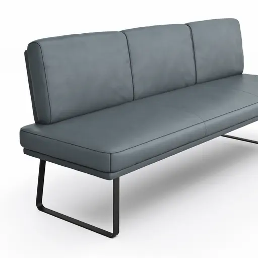 Bank Valloni - B ca. 221 cm, mit Rückenlehne, Leder, Hellblau