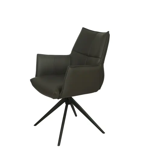 Armlehnstuhl MELE - drehbar, Leder, Dunkelbraun