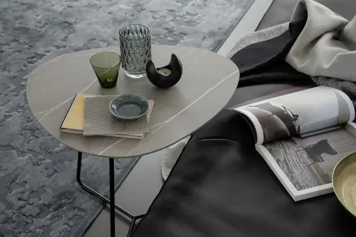 Ecktisch Fano - LBH ca. 59x50x50 cm, HPL Laminat, Granit