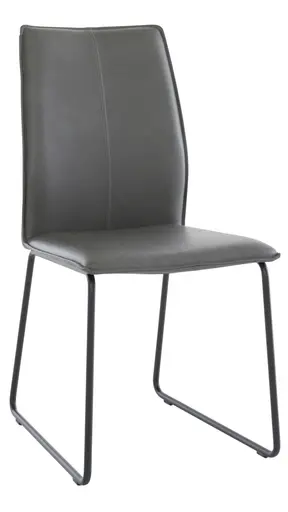 Stuhl Stine - Leder, Anthrazit, Kufe, Schwarz