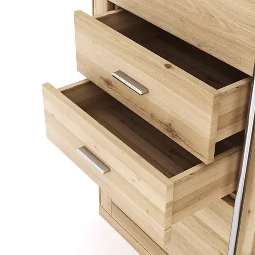 Highboard Faro Plus - BH ca. 102x116 cm, Wildeiche massiv, Bianco