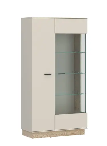 Vitrine - B ca. 75 cm, Kaschmir, Cremona Eiche Torro Nachbildung