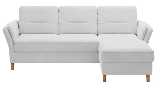Ecksofa Vayra - 2,5-Sitzer mit Longchair rechts, Stoff, Offwhite