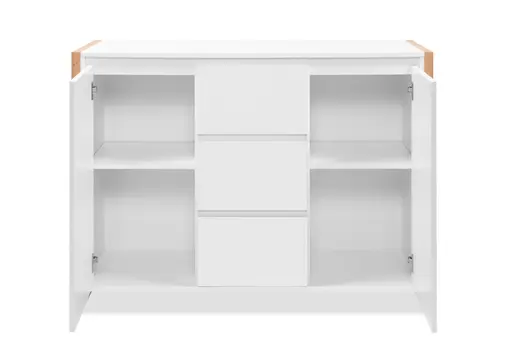 Kommode - B ca. 120 cm, Weiß, Artisan Eiche Nachbildung