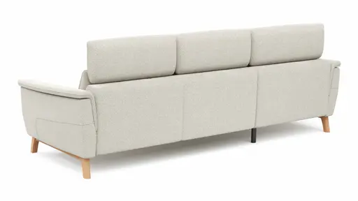 Ecksofa Nevin - Longchair links mit 2-Sitzer rechts, inkl. Kopfpolsterverstellung, Stoff, Weiß