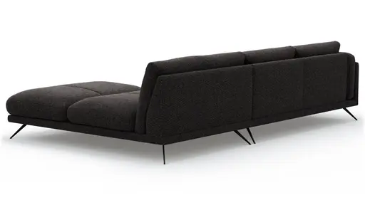 Ecksofa Valdemoro - 2,5-Sitzer mit Longchair rechts inkl. Rückenlehne verstellbar, Stoff, Anthrazit