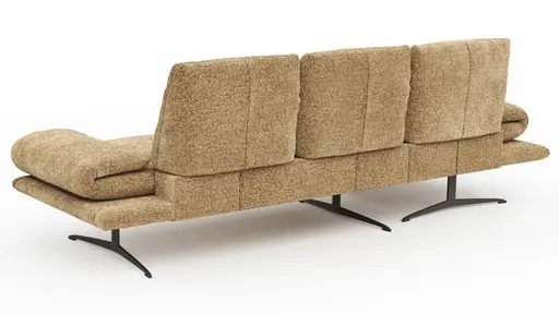 Ecksofa Lucero 2.0 - Longchair mit 2-Sitzer rechts inkl. Sitztiefenverstellung, Drehsitz und Sitztiefe verstellbar, Stoff, Cognac