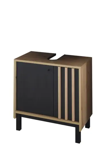 Waschbeckenunterschrank- B ca. 60 cm, Eiche Dekor, Schwarz