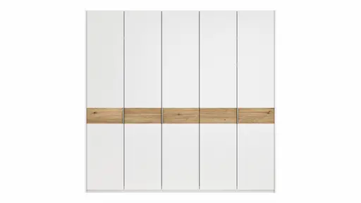Drehtürenschrank Viana - B ca. 254 cm, Lack, Weiß, Riffholz, Wildeiche