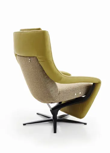 Sessel - Relaxfunktion motorisch, Stoff/Leder, Gelb/Grün