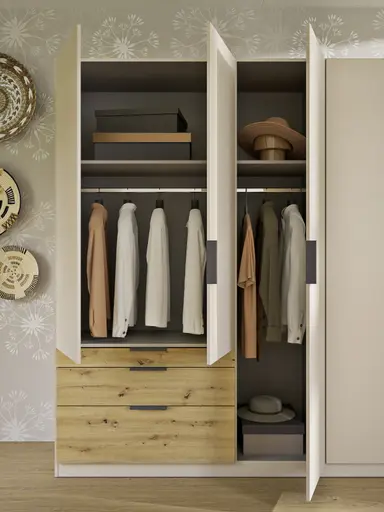 Drehtürenschrank RANI- B ca. 271 cm, Champagner, Eiche Dekor