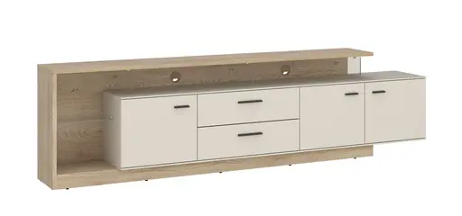 TV-Lowboard - B ca. 236 cm, Kaschmir, Cremona Eiche Torro Nachbildung