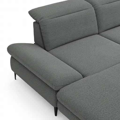 Ecksofa Alegria - Longchair links mit 1,5-Sitzer inkl. Kopfteil/ Armlehne/ Sitztiefe verstellbar, Stoff, Eisblau