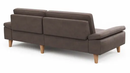 Ecksofa Houston - 1,75-Sitzer mit Longchair groß rechts, inkl. Sitztiefenverstellung und Armlehne klappbar, Leder, Dunkelbraun