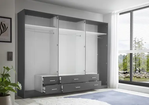 Drehtürenschrank- B ca. 271 cm, Graphit, Spiegel