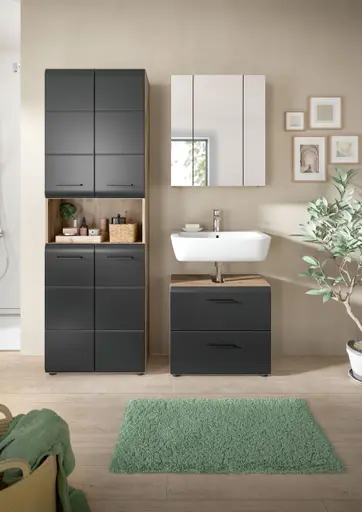 Badblock - 3-teilig, Nox Eiche Nachbildung, Schwarz