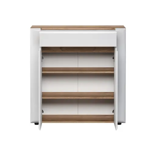 Garderobenkombination - Eiche Evoke Nachbildung, Weiß Hochglanz